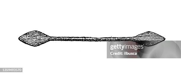antique illustration: canoe paddle - paddle stock illustrations