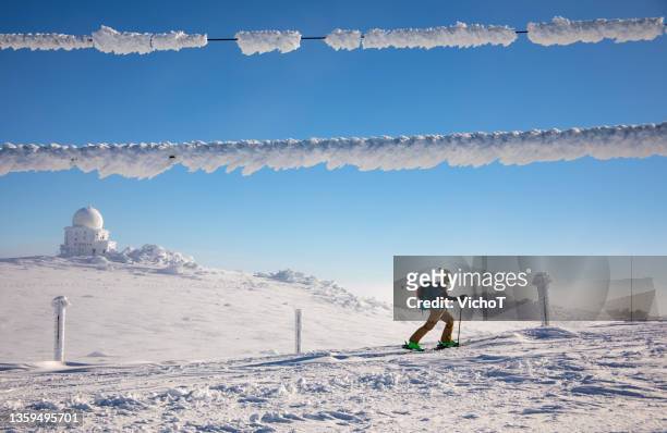 touring skier climbing up a mountain in a cold winter day - sofia bildbanksfoton och bilder