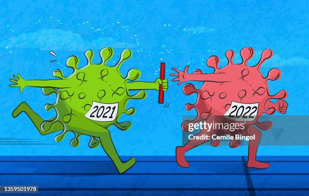 new covid-19 variant - global impact stock illustrations