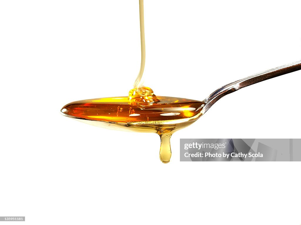 Honey on spoon