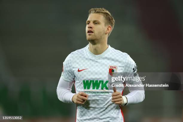 Arne Maier of Augsburg looks on during the Bundesliga match between FC Augsburg and RB Leipzig at WWK-Arena on December 15, 2021 in Augsburg, Germany.