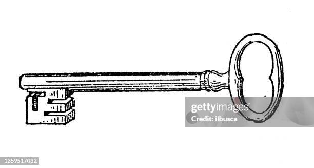 illustrations, cliparts, dessins animés et icônes de illustration ancienne : clé - gravure