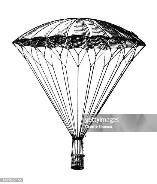 stockillustraties, clipart, cartoons en iconen met antique illustration: parachute - parachute