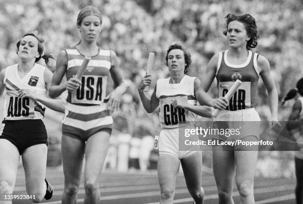 From left, Charlene Rendina of Australia, Kathy Hammond of the United States, Rosemary Stirling of Great Britain and Monika Zehrt of East Germany...