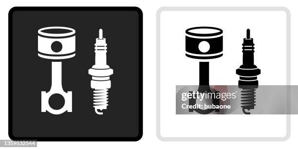 spark plug icon on black button with white rollover - spark plug stock illustrations