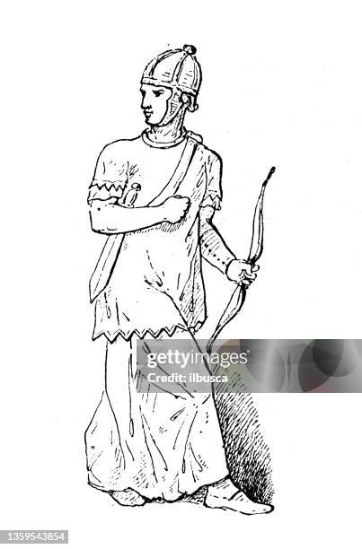 antique illustration: parthian (trajan's column) - trajans column stock illustrations