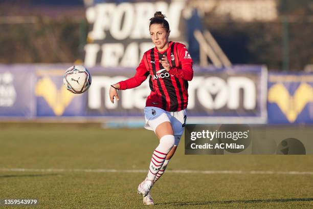 Linda Tucceri Cimini of AC Milan in action during the Women Coppa Italia match between Hellas Verona and AC Milan on December 17, 2021 in Verona,...