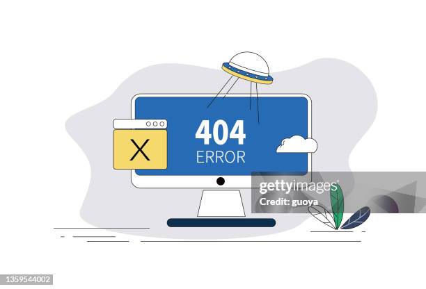404 error, computer program error, web page cannot be opened. - laptop error stock illustrations