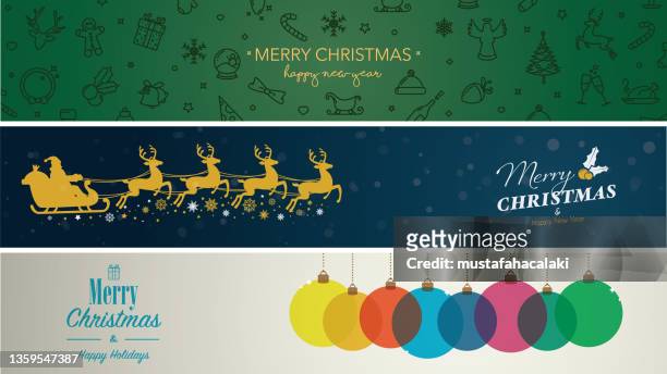 3 christmas banners with icons and text - reindeer food stock illustrations