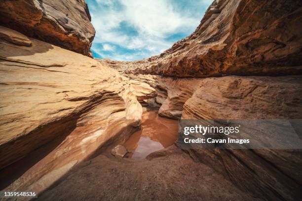 flooded slot canyon in southern utah - saint george fotografías e imágenes de stock