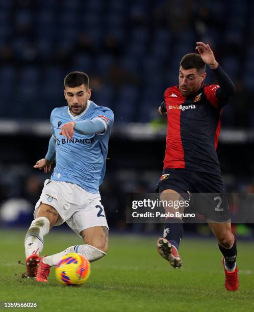 Mattia Zaccagni of Lazio scores his side's third goal during the Serie A match between SS Lazio and Genoa CFC at Stadio Olimpico on December 17, 2021...