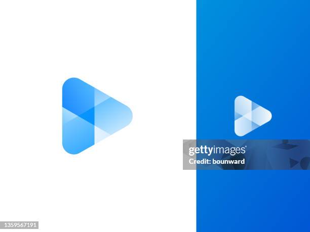 blue play button logo - rectangle logo stock illustrations