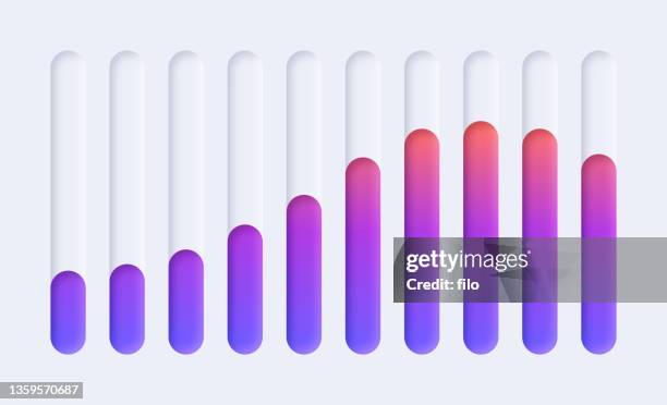 stockillustraties, clipart, cartoons en iconen met modern bar chart statistics gauges moving up - staafgrafiek