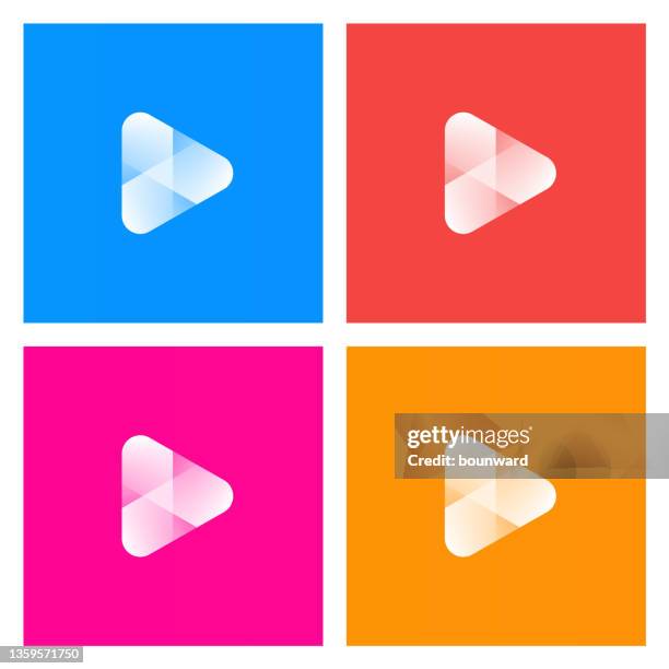 play media button logo - rectangle logo stock illustrations