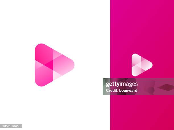 illustrations, cliparts, dessins animés et icônes de logo du bouton pink play media - bouton de rose