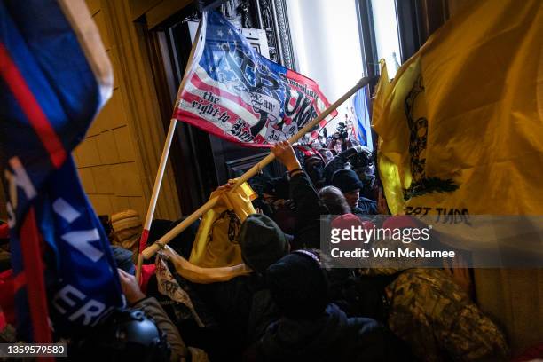 Pro-Trump mob breaks into the U.S. Capitol on January 6, 2021 in Washington, DC. Congress held a joint session today to ratify President-elect Joe...