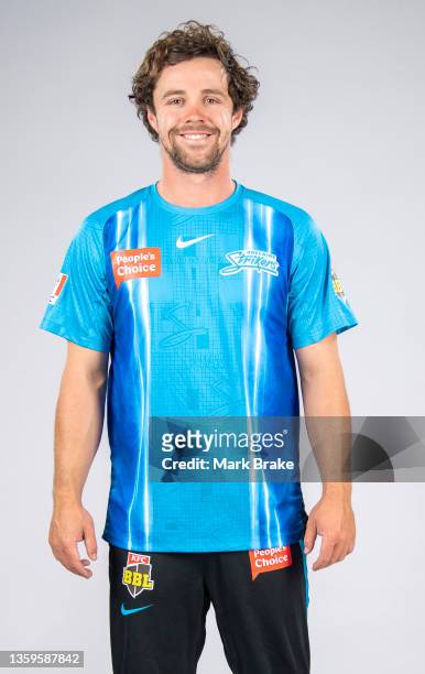 Travis Head of the Adelaide Strikers poses during the Adelaide Strikers Big Bash League headshots Session at Karen Rolton Oval on November 03, 2021...