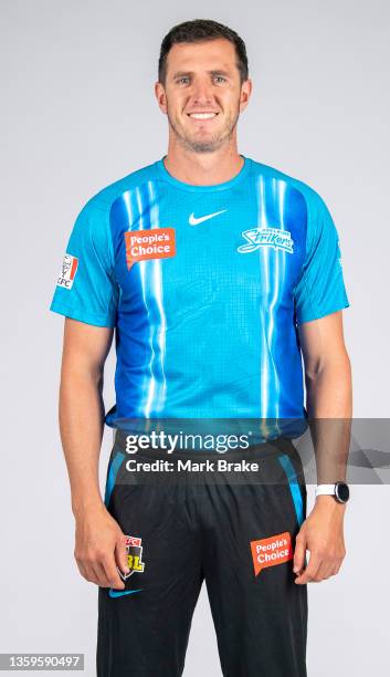 Daniel Worrall of the Adelaide Strikers poses during the Adelaide Strikers Big Bash League headshots Session at Karen Rolton Oval on November 03,...