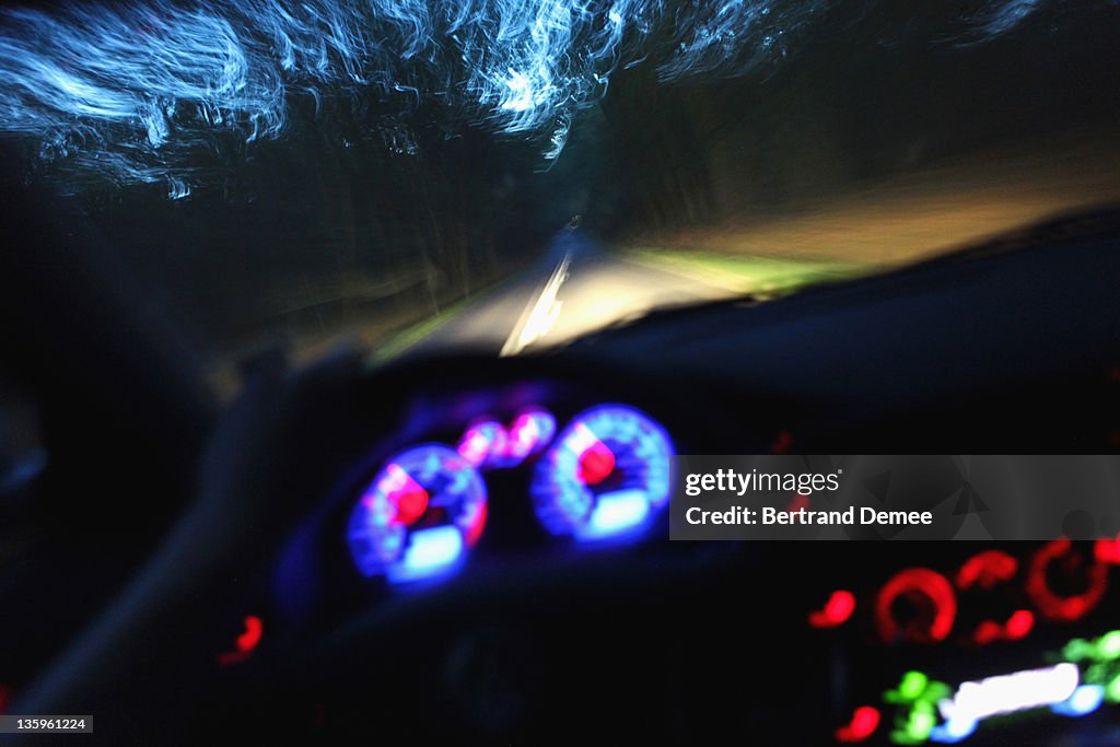 Car driving at night