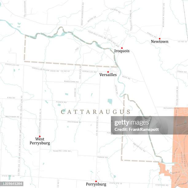 ny cattaraugus cattaraugus vector road map - versailles stock illustrations