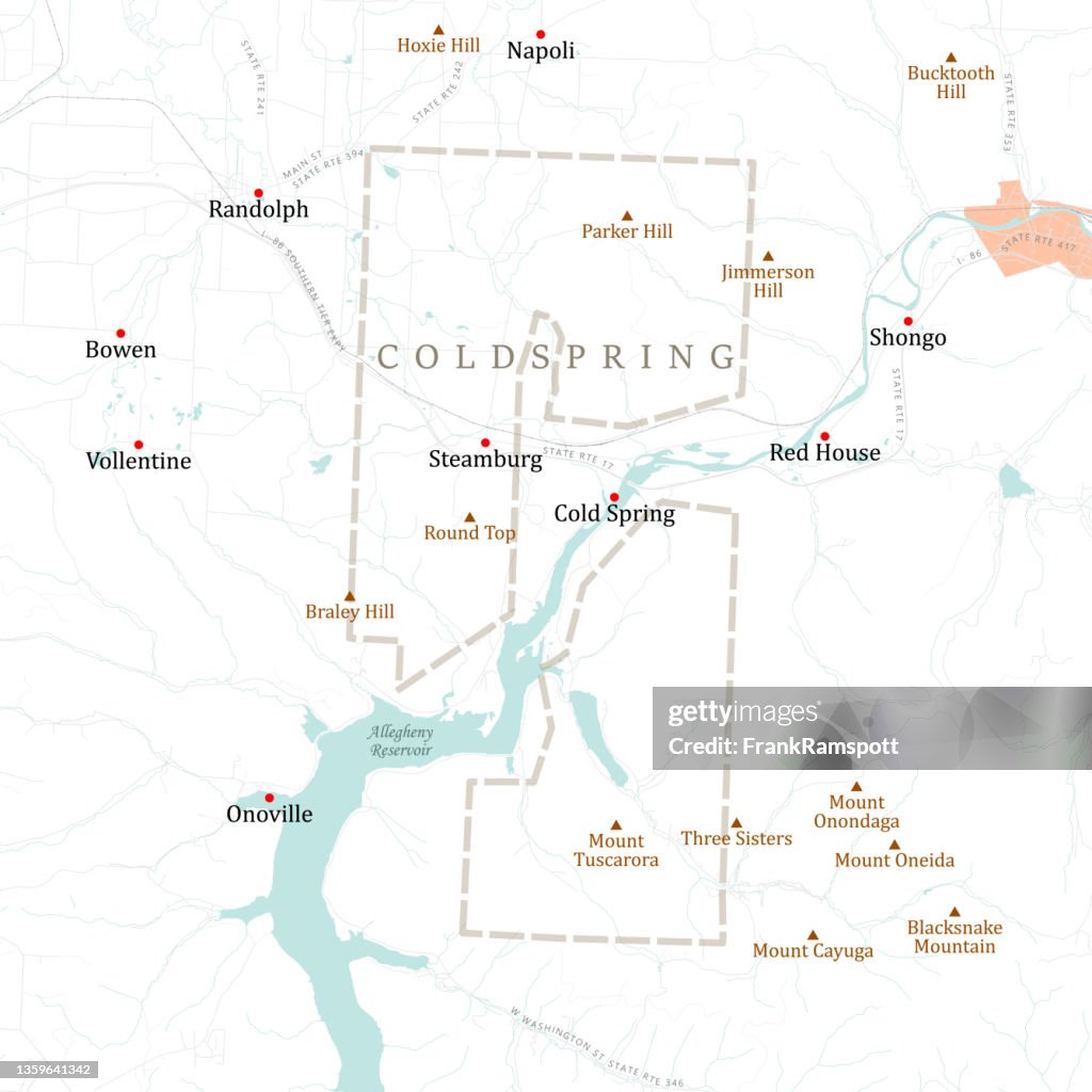 NY Cattaraugus Coldspring Vector Road Map