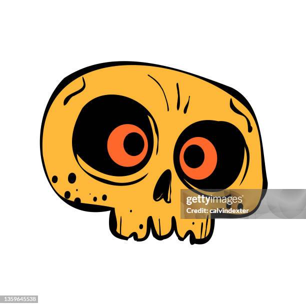 human skull cartoon drawing - skeleton model stock illustrations