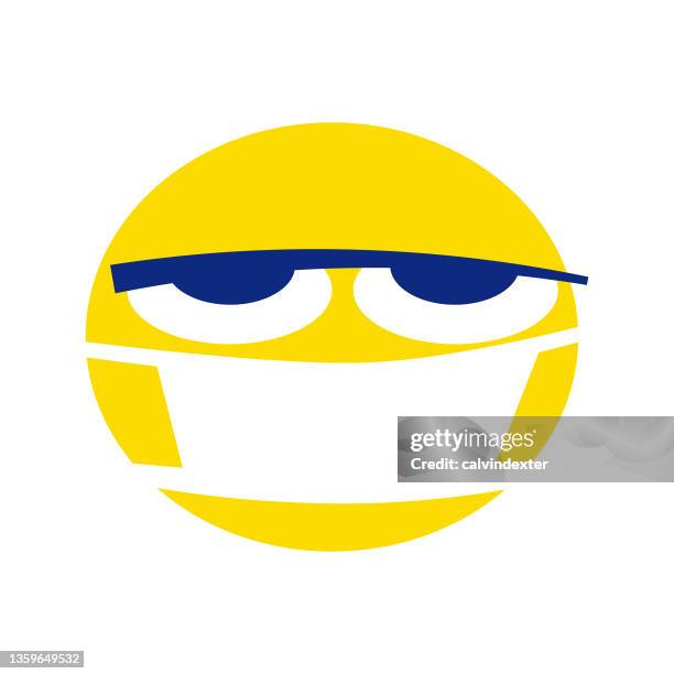 emoticon with face mask not happy - mask irritation stock illustrations