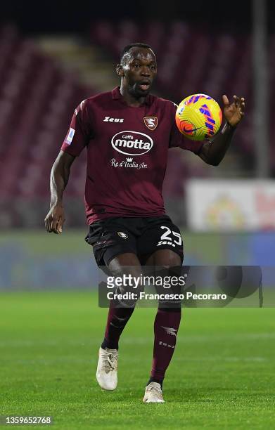 Nwankwo Simy of US Salernitana during the Serie A match between US Salernitana and FC Internazionale at Stadio Arechi on December 17, 2021 in...