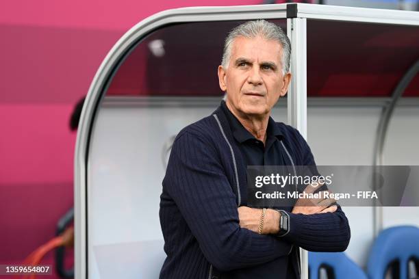Carlos Queiroz, Head Coach of Egypt looks on during the FIFA Arab Cup Qatar 2021 3rd Place Match between Egypt and Qatar at Stadium 974 on December...