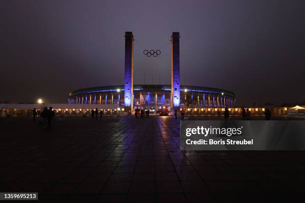 General view of the stadium ahead of the Bundesliga match between Hertha BSC and Borussia Dortmund at Olympiastadion on December 18, 2021 in Berlin,...