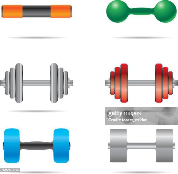 dumbbells icons - bench press stock illustrations