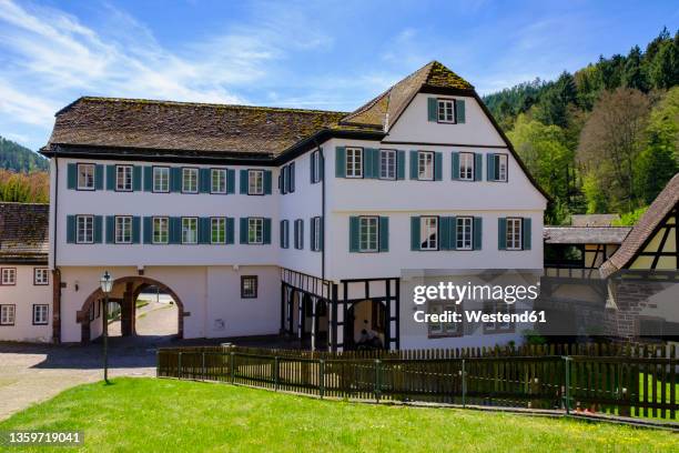 germany, baden-wurttemberg, calw, entrance ofhirsau abbey - benedictine stock pictures, royalty-free photos & images