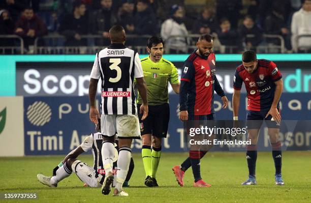 Joao Pedro of Cagliari in action during the Serie A match between Cagliari Calcio and Udinese Calcio at Sardegna Arena on December 18, 2021 in...