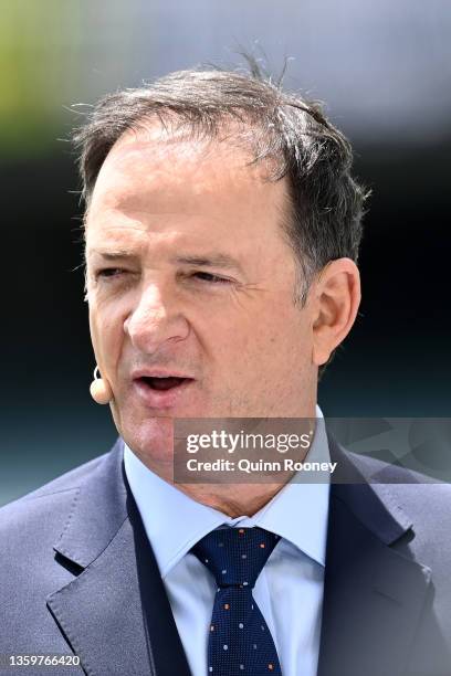 Former Australian cricketer and FOX Sports commentator Mark Waugh is seen during day four of the Second Test match in the Ashes series between...