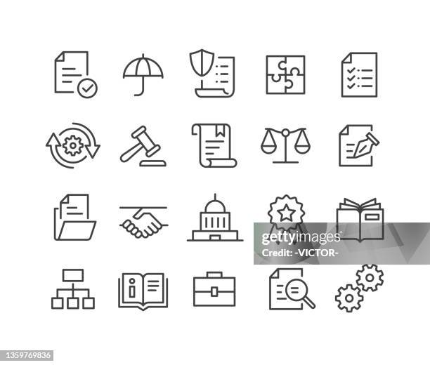 illustrazioni stock, clip art, cartoni animati e icone di tendenza di icone di conformità - serie linea classica - regole