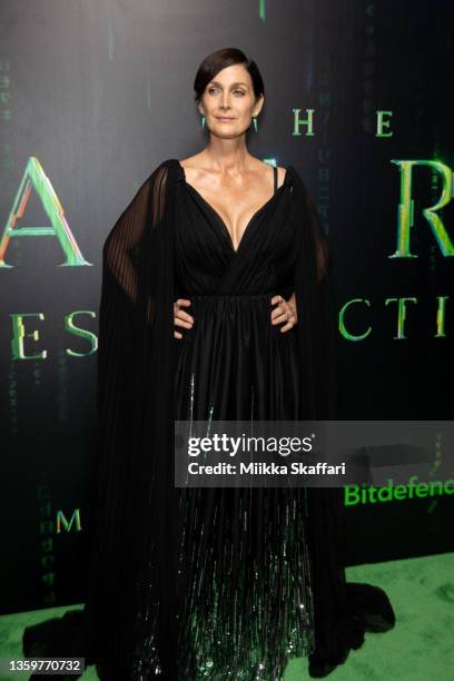 Carrie-Anne Moss arrives at the U.S. Premiere of "The Matrix Resurrections" at The Castro Theatre on December 18, 2021 in San Francisco, California.