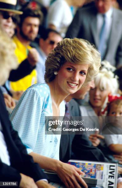 The Princess of wales smiles during the concert "Live Aid for Africa" July 13, 1985 in Wembley. Princess Diana, 36-years-old, died with her companion...