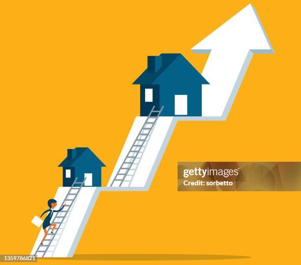 stockillustraties, clipart, cartoons en iconen met mortgage loan - businesswoman - huren