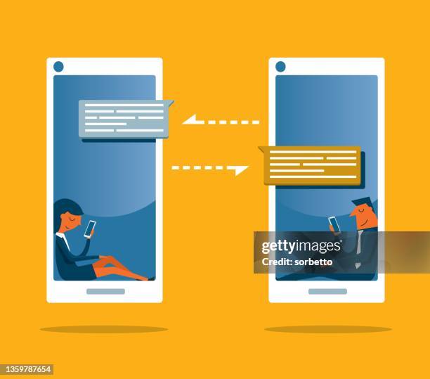 chatting online - virtual convention stock illustrations