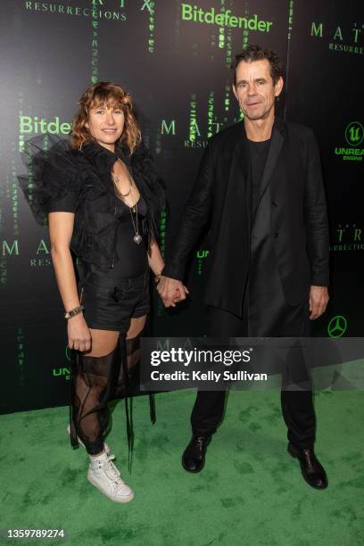 Producer Marie Steinmann and composer Tom Tykwer attend "The Matrix Resurrections" Red Carpet U.S. Premiere Screening at The Castro Theatre on...