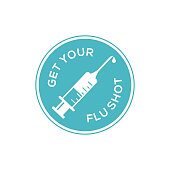 Get your flu shot sign badge. Vector illustration badge flu vaccine