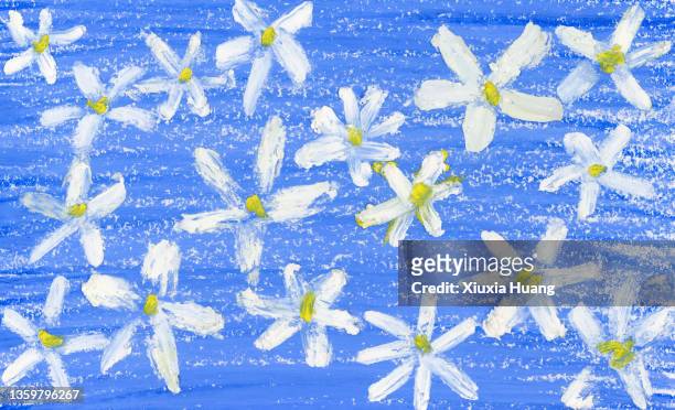 flower - oil pastel drawing stock pictures, royalty-free photos & images