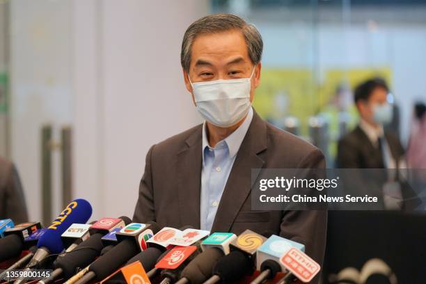 Leung Chun-ying, vice-chairman of the National Committee of the Chinese People's Political Consultative Conference, speaks to the media after casting...