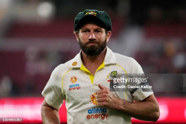 Michael Neser of Australia is seen during day four of the Second Test match in the Ashes series between Australia and England the at Adelaide Oval on...