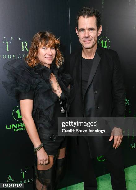 Composer Tom Tykwer and Marie attend "The Matrix Resurrections" Red Carpet U.S. Premiere Screening at The Castro Theatre on December 18, 2021 in San...