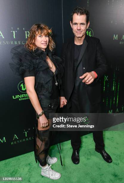 Composer Tom Tykwer and Marie attend "The Matrix Resurrections" Red Carpet U.S. Premiere Screening at The Castro Theatre on December 18, 2021 in San...
