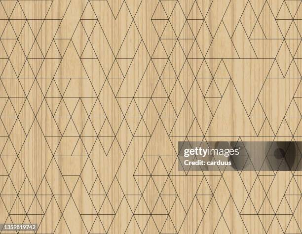 seamless wood textured geometric pattern - vinyl tile stock illustrations