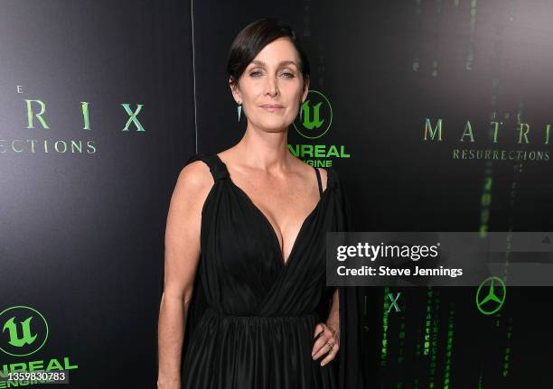 Actress Carrie-Anne Moss attends "The Matrix Resurrections" Red Carpet U.S. Premiere Screening at The Castro Theatre on December 18, 2021 in San...