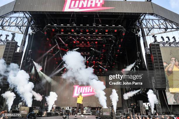 Lunay performs at Vibra Urbana Miami 2021 at Miami-Dade County Fair & Exposition on December 18, 2021 in Miami, Florida.