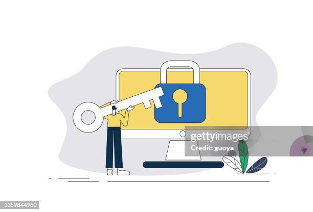 white-collar workers use the key password to open the computer. - combination lock stock illustrations